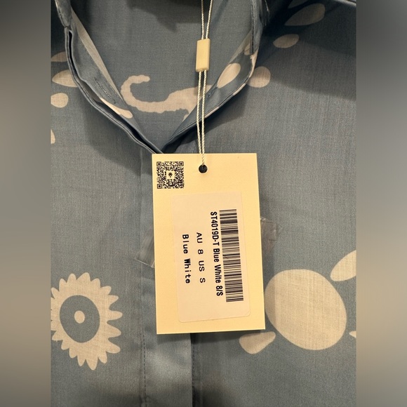 INDI LUXE LIGHT AURA BUTTON UP SHIRT PRINT BLUE WHITE - Picture 5 of 5